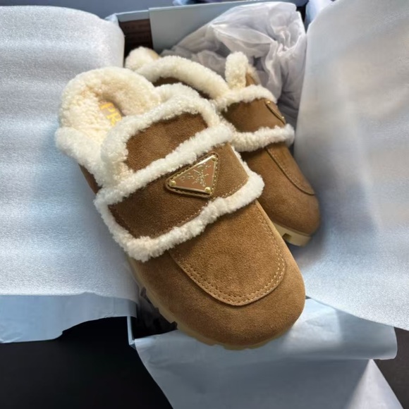 Prada Cream Shearling Lined Footwear - Picture 5 of 8